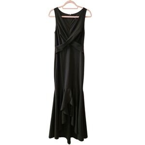 Lulus Black Surplice High-Low Mermaid Maxi Dress Sleeveless Formal Gown Small